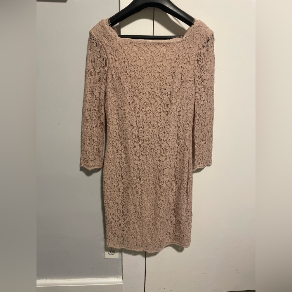 Adrianna Papell Blush Lace Long Sleeve Dress
